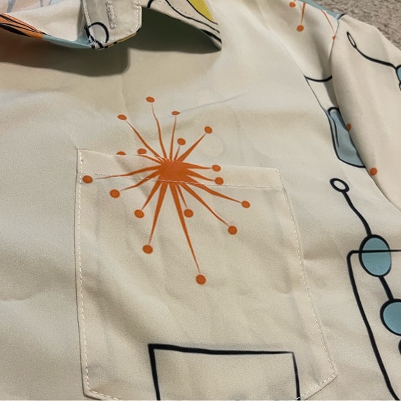 CHEERS Martini Champagne Cocktail Button Up Down Polyester Short Sleeve M/W Sz M - Picture 5 of 9